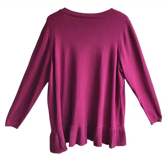 Lane Bryant Ruffle Crossover Front Knit Sweater Size 22 24 Pullover Jumper Tunic - Picture 2 of 15